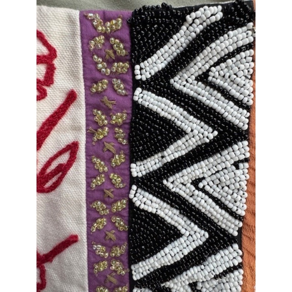 Leif Notes Beaded Embroidered Patchwork Skirt Bri… - image 4